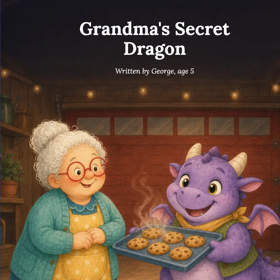 Cover of the sample book Grandma's Secret Dragon, written by George, age 5